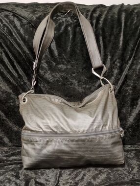 Vintage Donna Karan Metallic Gray Shoulder Bag with Adjustable Strap